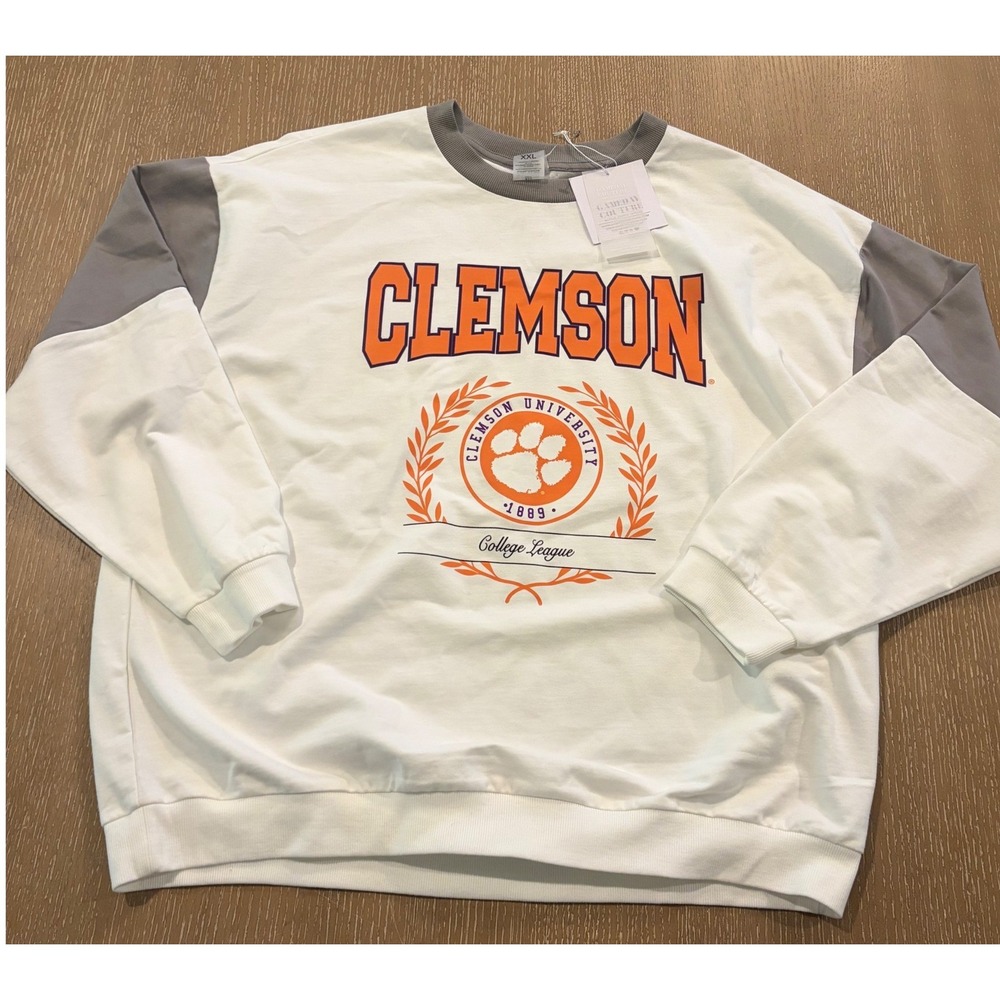 Gameday Couture Clemson Tigers Women's XXL White Gray Colorblock Sweatshirt NWT